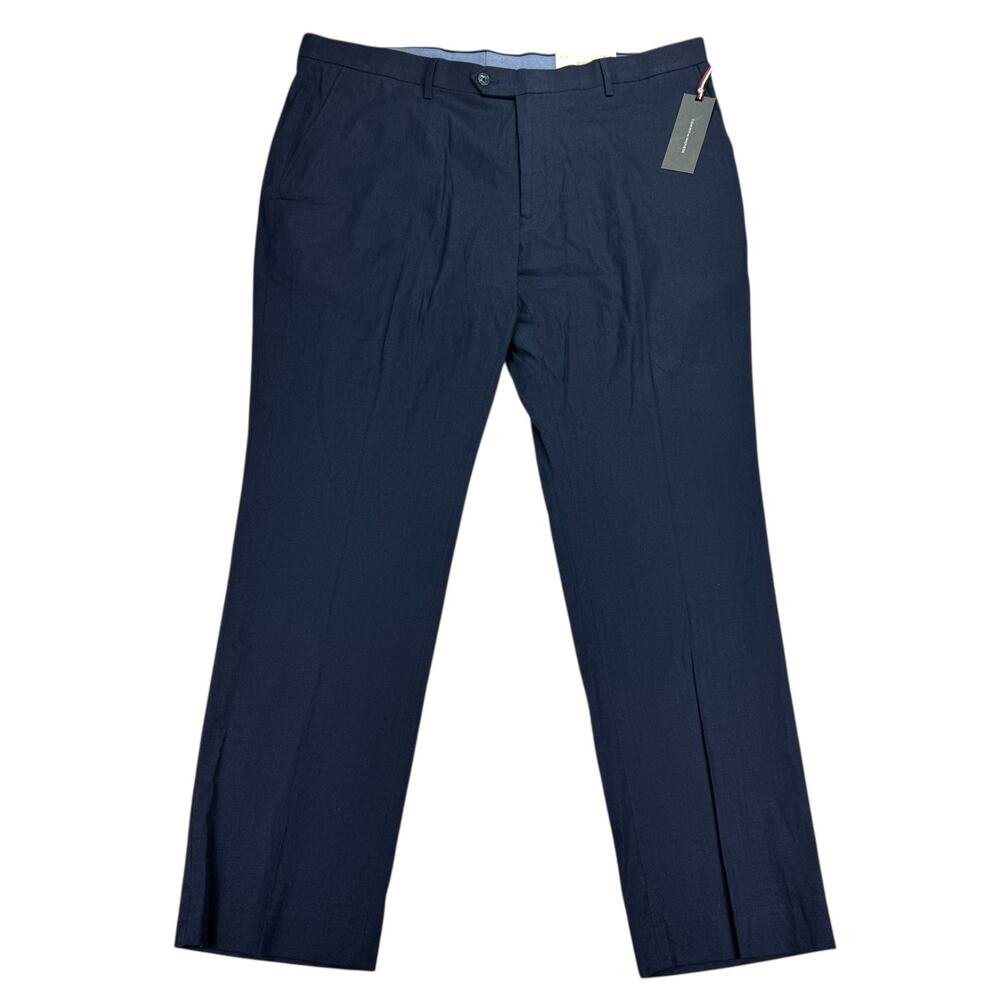 Tommy Hilfiger Mens Hall Modern Fit Linen Blend Suit Pants Navy Blue 42x32